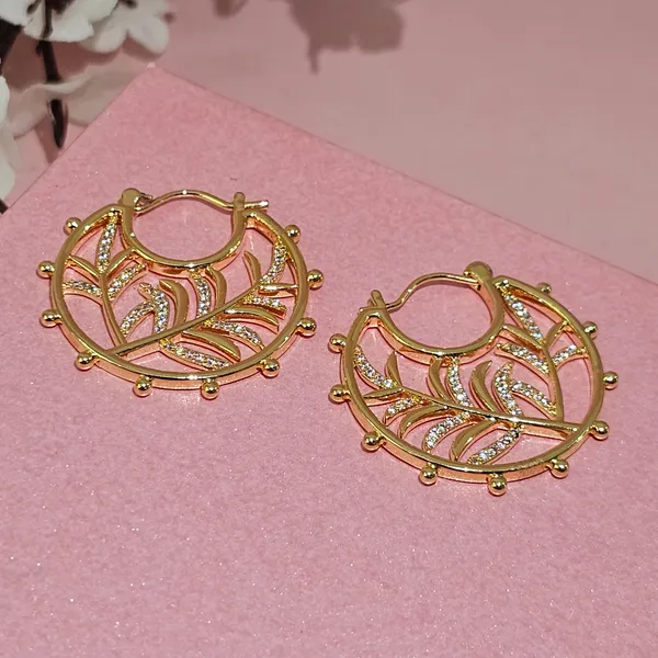 Gold_Plated_18K_Micro_Leaf_Hoops_For_Women