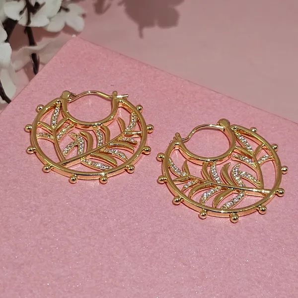Gold_Plated_18K_Micro_Leaf_Hoops_For_Women