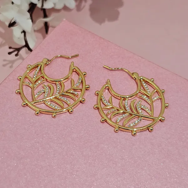 Gold_Plated_18K_Micro_Leaf_Hoops_For_Women