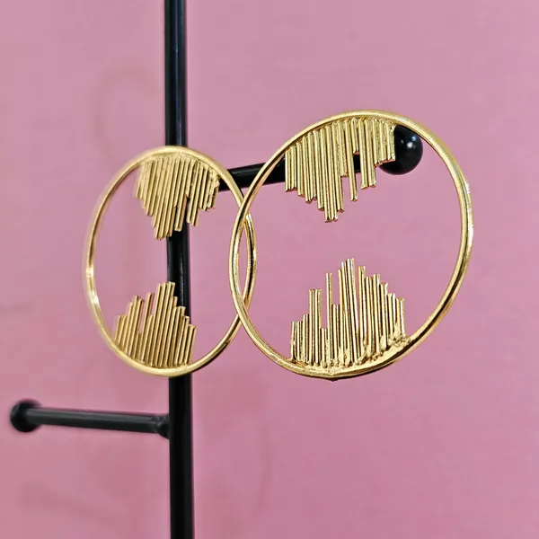 Golden_Handmade_Brass_Round_Modern_Earings_For_Women