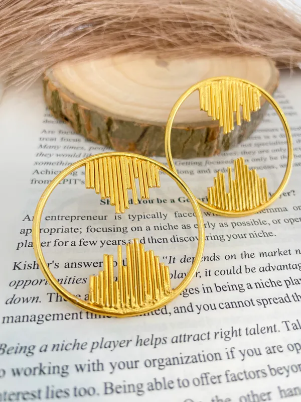 Golden_Handmade_Brass_Round_Modern_Earings_For_Women