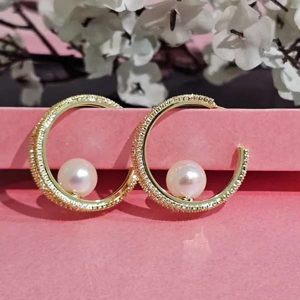 Gold_Plated_18K_Micro_Golden_Pearls_Earrings_For_Women