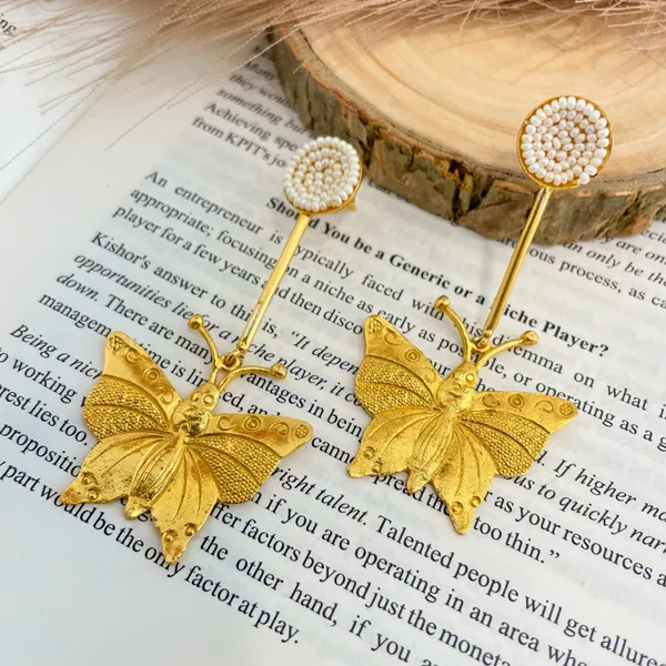 Golden_Handmade_Brass_Butterfly_Hanging_Earings_For_Women