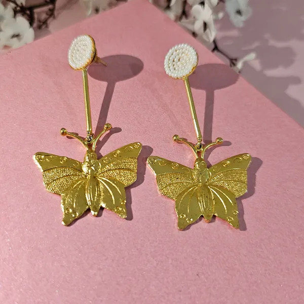 Golden_Handmade_Brass_Butterfly_Hanging_Earings_For_Women