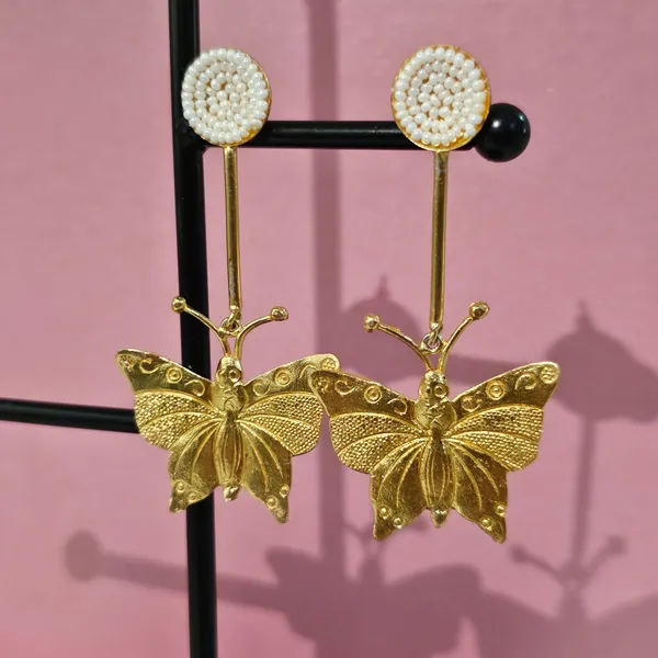Golden_Handmade_Brass_Butterfly_Hanging_Earings_For_Women