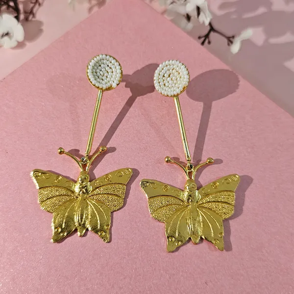 Golden_Handmade_Brass_Butterfly_Hanging_Earings_For_Women