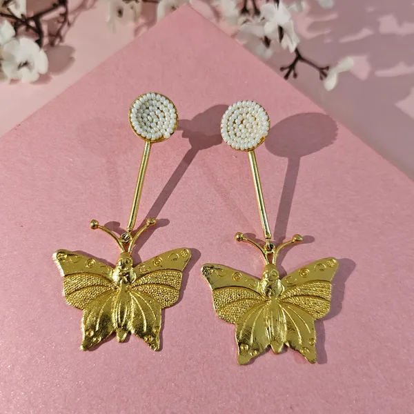 Golden_Handmade_Brass_Butterfly_Hanging_Earings_For_Women