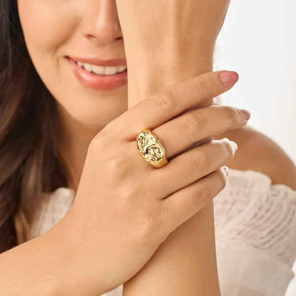 Gold_Plated_18K_Micro_Dimpled_Delight_Ring_For_Women