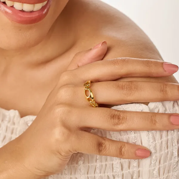 Gold_Plated_18K_Micro_Chain_Linked_Ring_For_Women