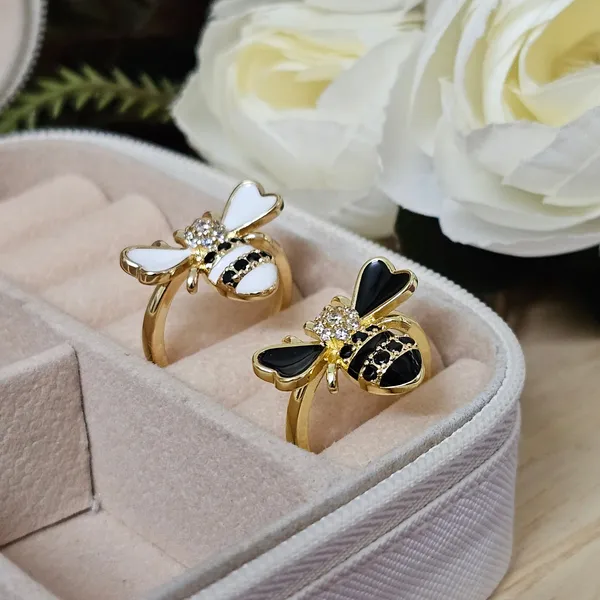White_Gold_Plated_18K_Micro_Queen_Bee_Ring_For_Women