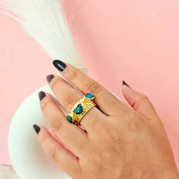 Green_Golden_Handmade_Brass_Natural_Stone_Rings_For_Women