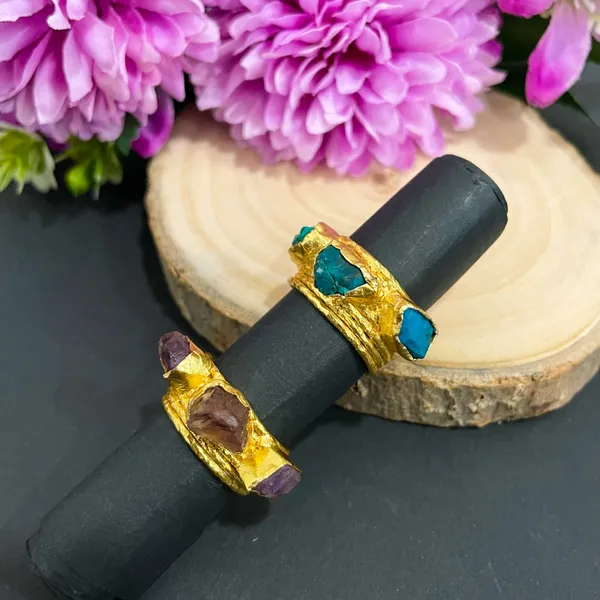 Brown_Golden_Handmade_Brass_Natural_Stone_Rings_For_Women