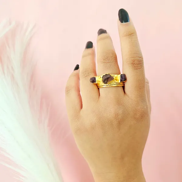 Brown_Golden_Handmade_Brass_Natural_Stone_Rings_For_Women