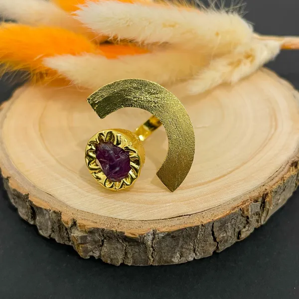 Purple_Golden_Handmade_Brass_Half_Moon_Ring_For_Women