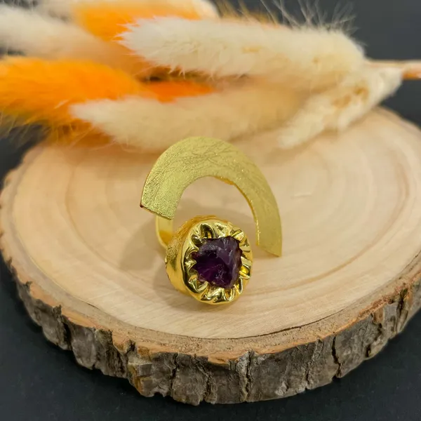 Purple_Golden_Handmade_Brass_Half_Moon_Ring_For_Women
