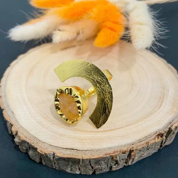 Orange_Golden_Handmade_Brass_Half_Moon_Ring_For_Women