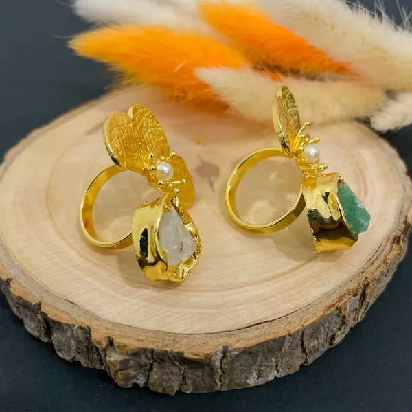 White_Golden_Handmade_Brass_Solid_Flower_Ring_For_Women