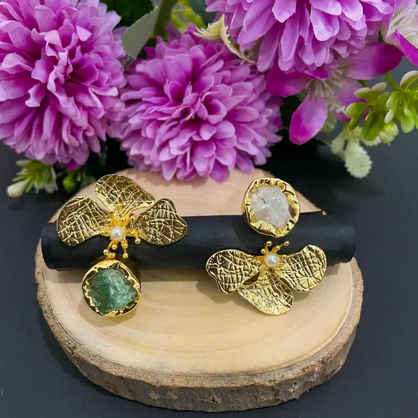 White_Golden_Handmade_Brass_Solid_Flower_Ring_For_Women