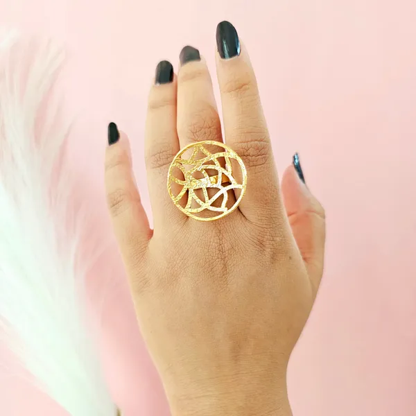 Golden_Handmade_Brass_Round_Maze_Ring_For_Women