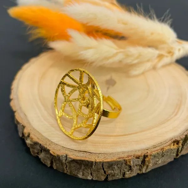Golden_Handmade_Brass_Round_Maze_Ring_For_Women