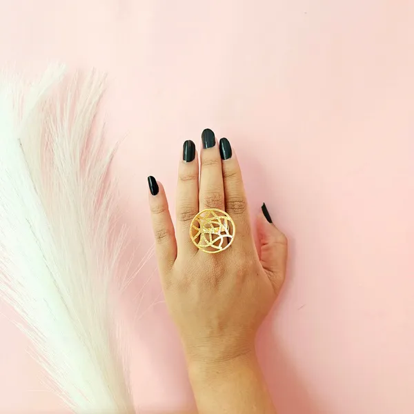 Golden_Handmade_Brass_Round_Maze_Ring_For_Women