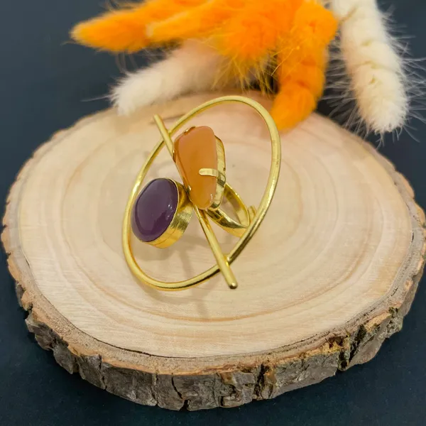 Orange_Purple_Golden_Handmade_Brass_Twilight_Duet_Ring_For_Women
