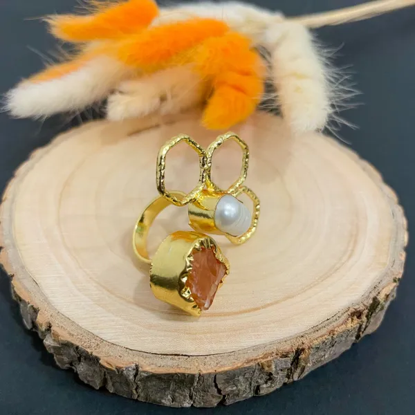 Light_Orange_Golden_Handmade_Brass_Transperant_Flower_Ring_For_Women