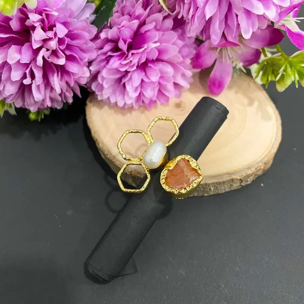 Light_Orange_Golden_Handmade_Brass_Transperant_Flower_Ring_For_Women
