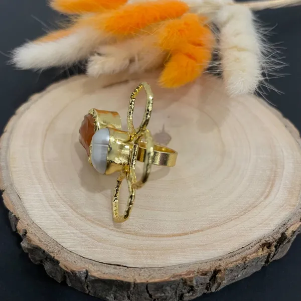 Light_Orange_Golden_Handmade_Brass_Transperant_Flower_Ring_For_Women