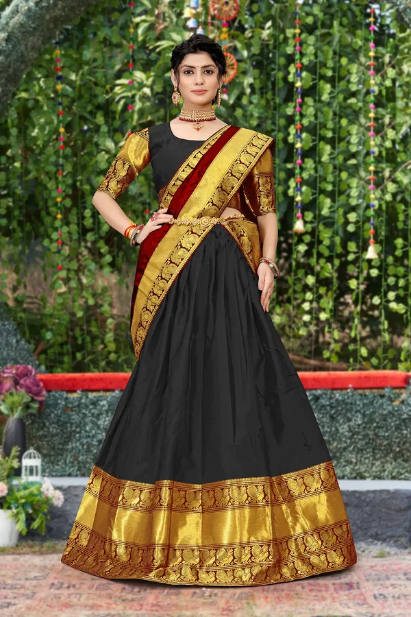 Kanjiveram_Silk_Zari_Lehenga_With_Blouse_Along_With_Banarsi_Silk_Dupatta