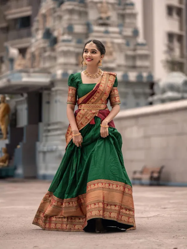 Kanjiveram_Silk_Zari_Lehenga_With_Blouse_Along_With_Banarsi_Silk_Dupatta