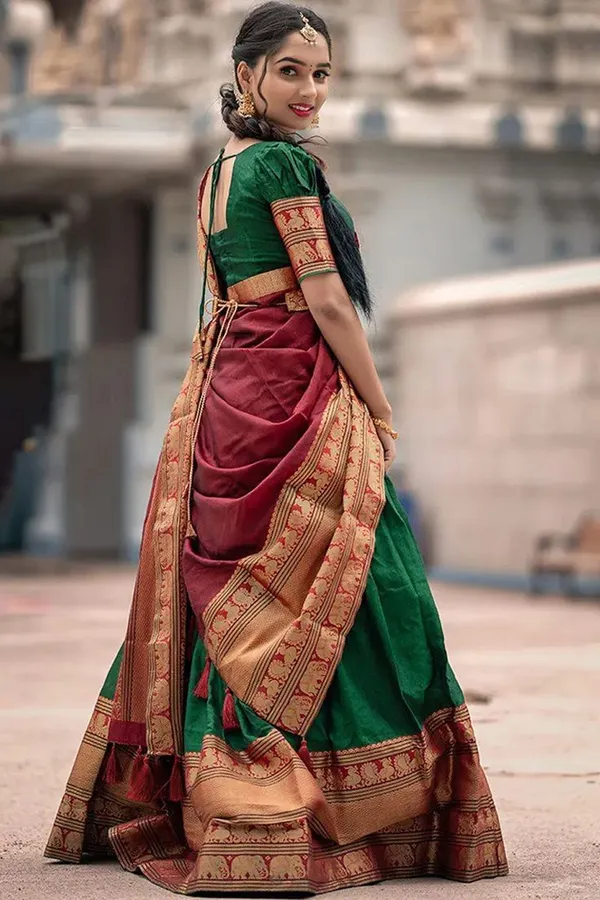 Kanjiveram_Silk_Zari_Lehenga_With_Blouse_Along_With_Banarsi_Silk_Dupatta