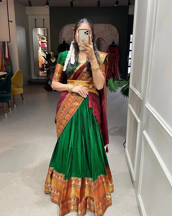 Kanjiveram_Silk_Zari_Lehenga_With_Blouse_Along_With_Banarsi_Silk_Dupatta