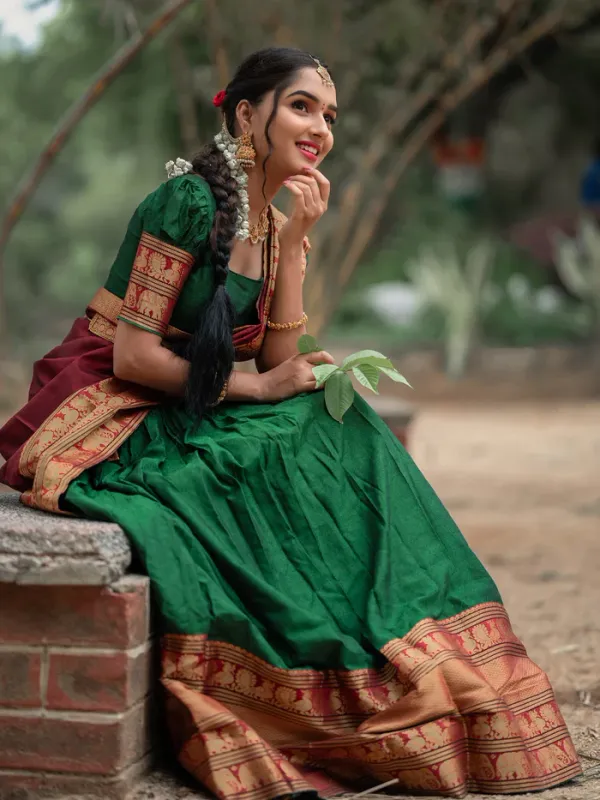 Kanjiveram_Silk_Zari_Lehenga_With_Blouse_Along_With_Banarsi_Silk_Dupatta