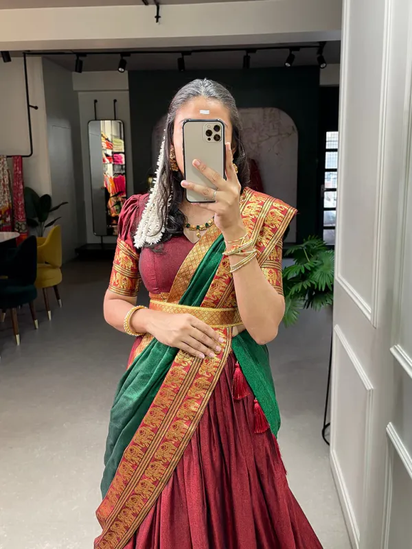 Kanjiveram_Silk_Zari_Lehenga_With_Blouse_Along_With_Banarsi_Silk_Dupatta