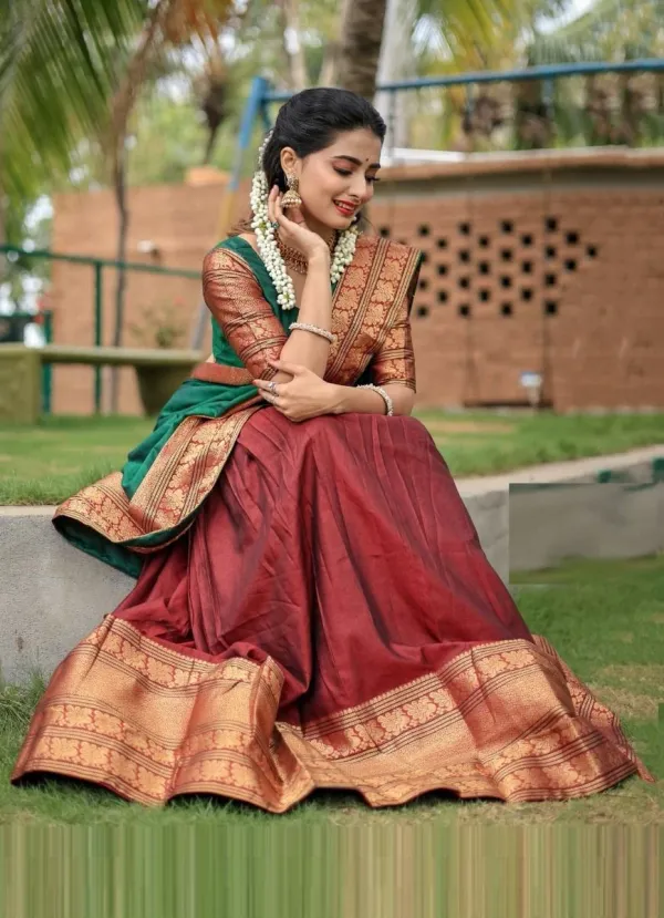Kanjiveram_Silk_Zari_Lehenga_With_Blouse_Along_With_Banarsi_Silk_Dupatta