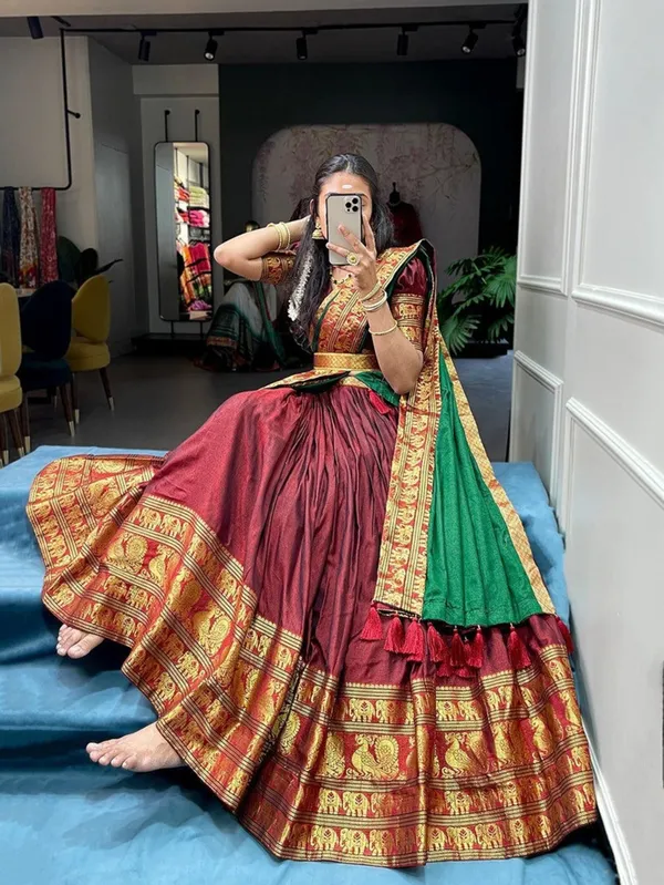 Kanjiveram_Silk_Zari_Lehenga_With_Blouse_Along_With_Banarsi_Silk_Dupatta