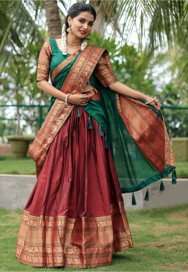 Kanjiveram_Silk_Zari_Lehenga_With_Blouse_Along_With_Banarsi_Silk_Dupatta