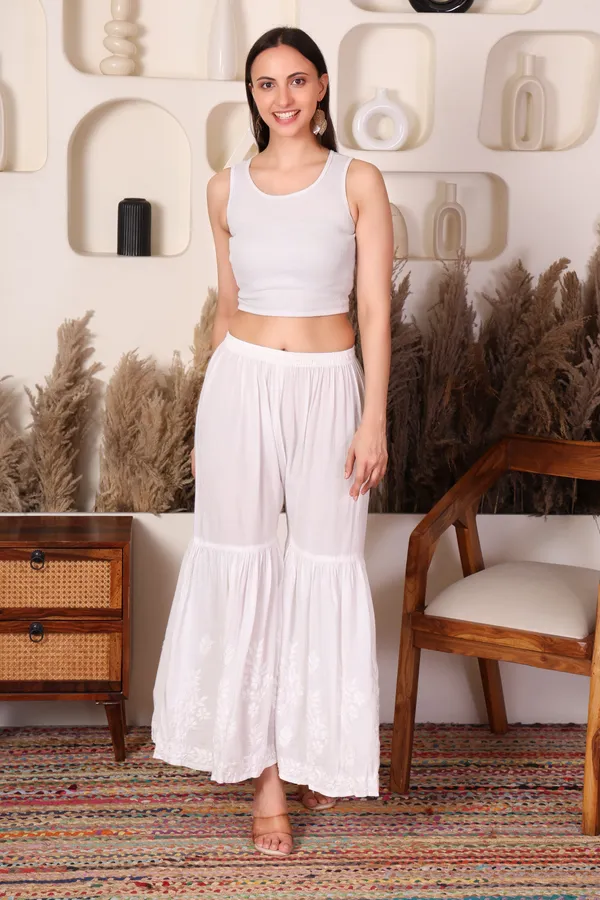 White_Chikankari_Sharara_Ethnic_Wear_For_Women