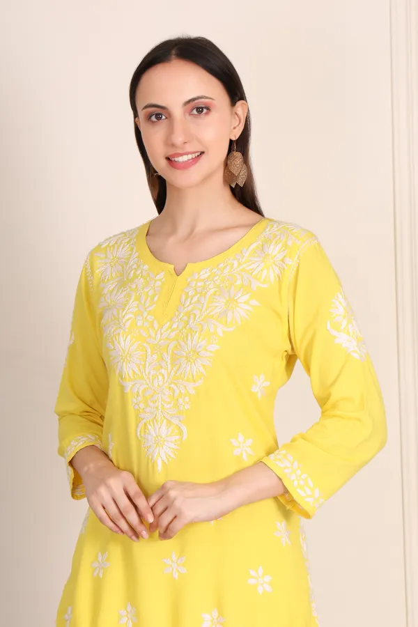 Yellow_Modal_Cotton_Short_Kurti_For_Women