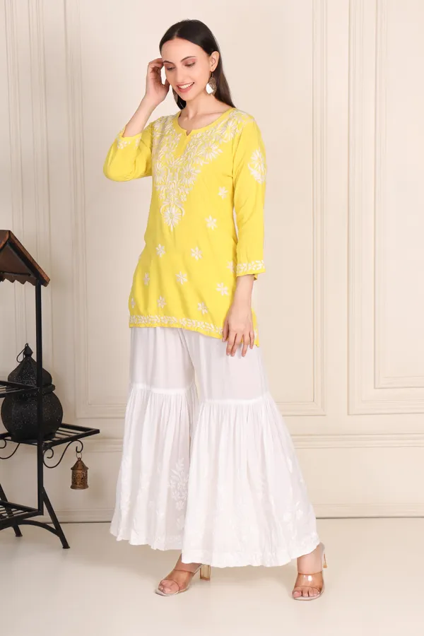 Yellow_Modal_Cotton_Short_Kurti_For_Women