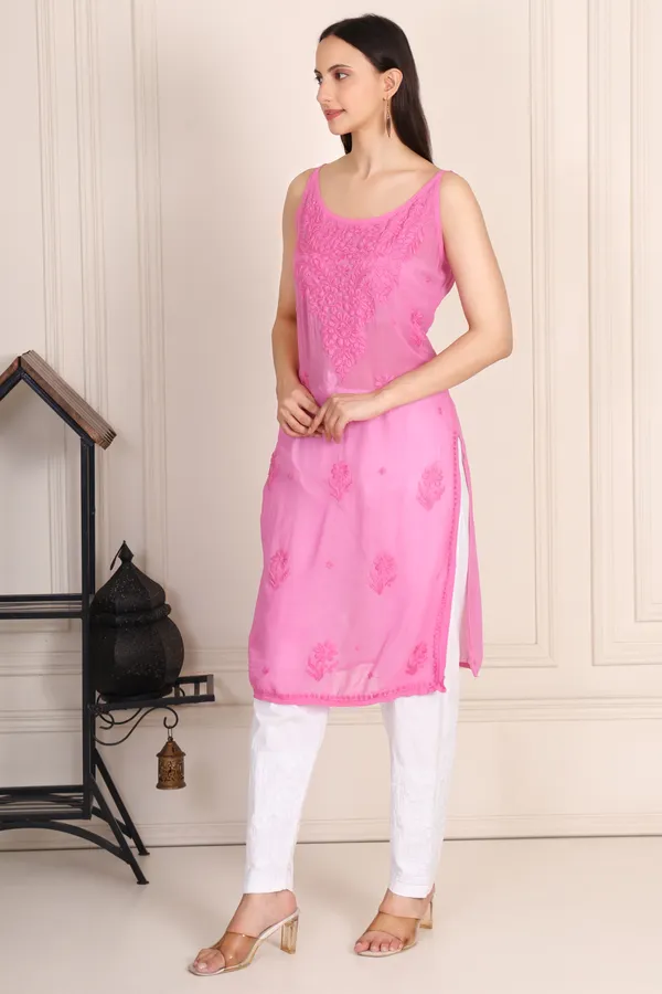 Rani_Pink_Modal_Strip_Sleeve_Kurti_For_Women