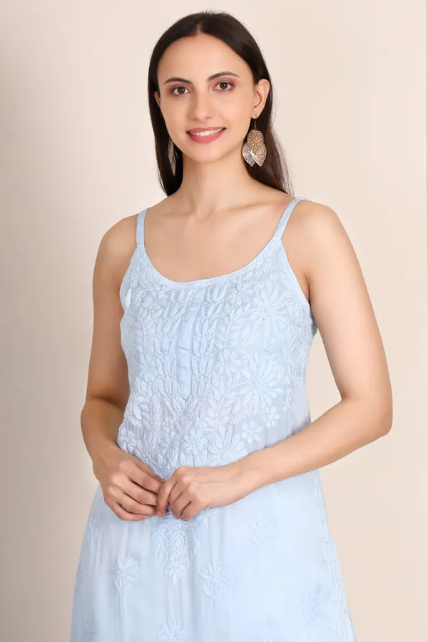 Light_Blue_Modal_Strip_Sleeve_Kurti_For_Women