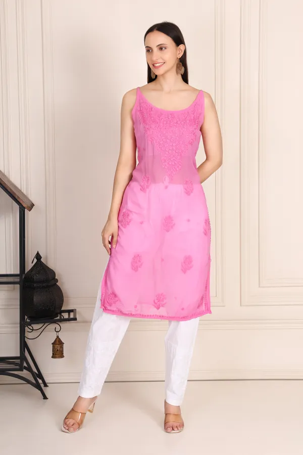Rani_Pink_Modal_Strip_Sleeve_Kurti_For_Women