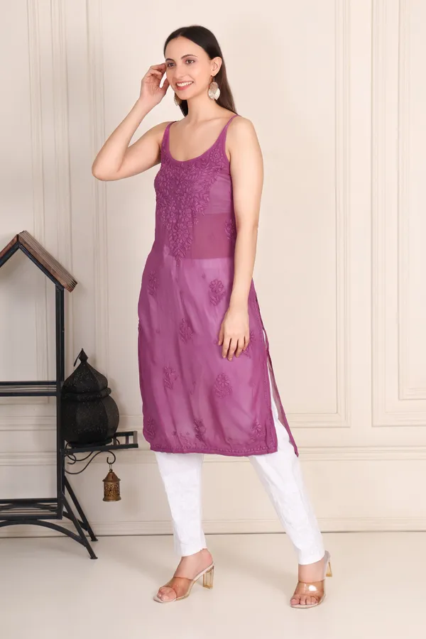 Dark_Purple_Modal_Strip_Sleeve_Kurti_For_Women