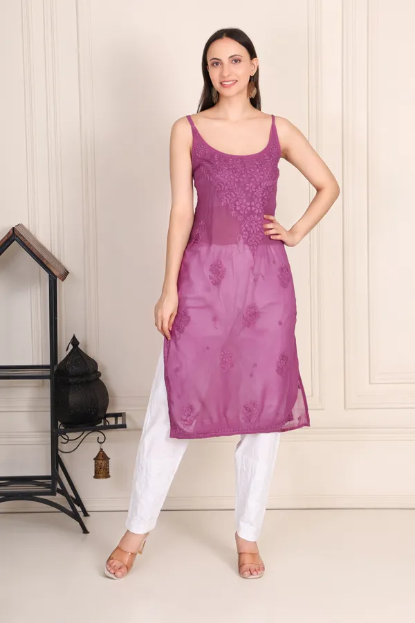 Dark_Purple_Modal_Strip_Sleeve_Kurti_For_Women