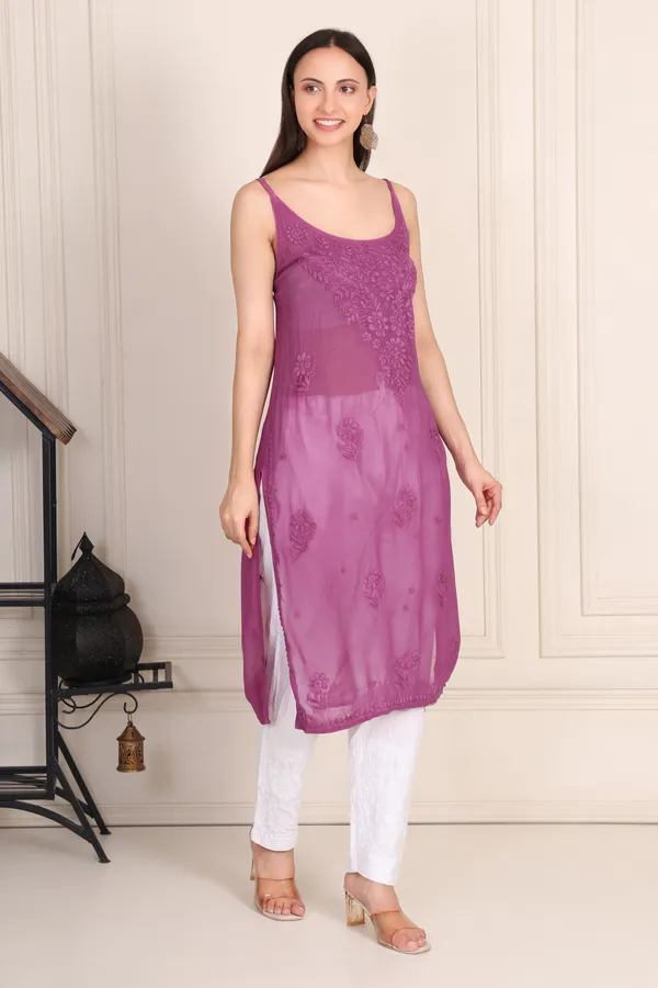 Dark_Purple_Modal_Strip_Sleeve_Kurti_For_Women