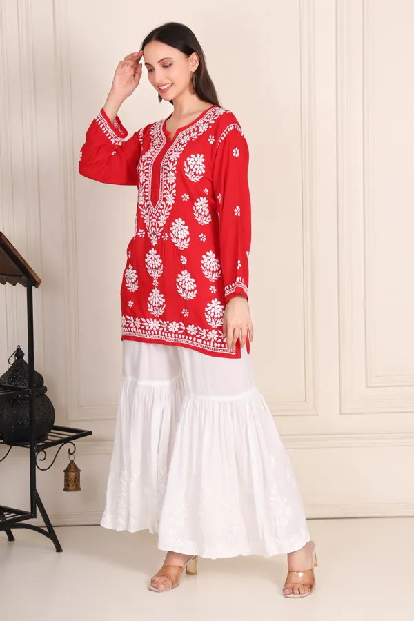 Red_Modal_Short_Kurti_Ethnic_Wear_For_Women