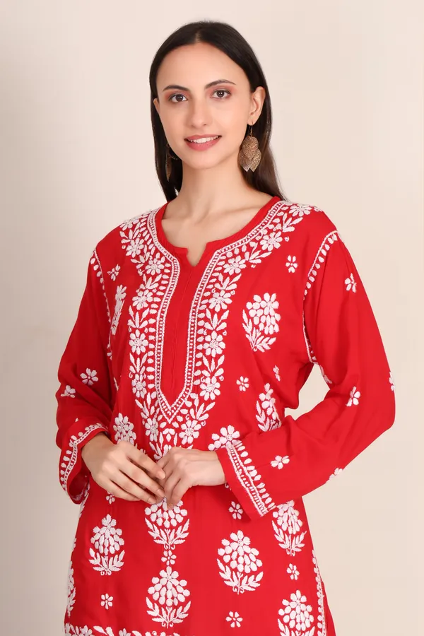 Red_Modal_Short_Kurti_Ethnic_Wear_For_Women