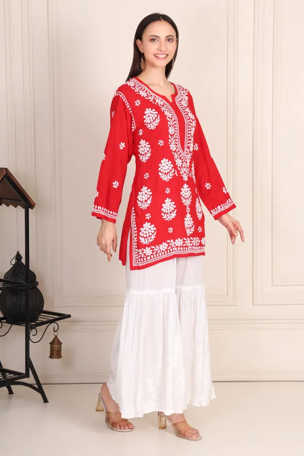 Red_Modal_Short_Kurti_Ethnic_Wear_For_Women